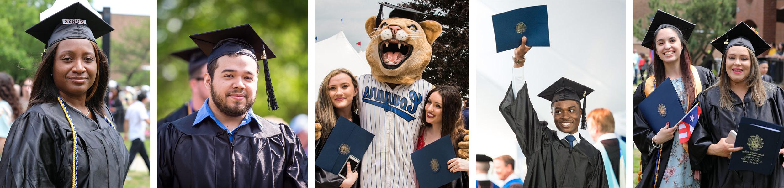 a group of photos showing diverse graduates from previous commencement day ceremonies